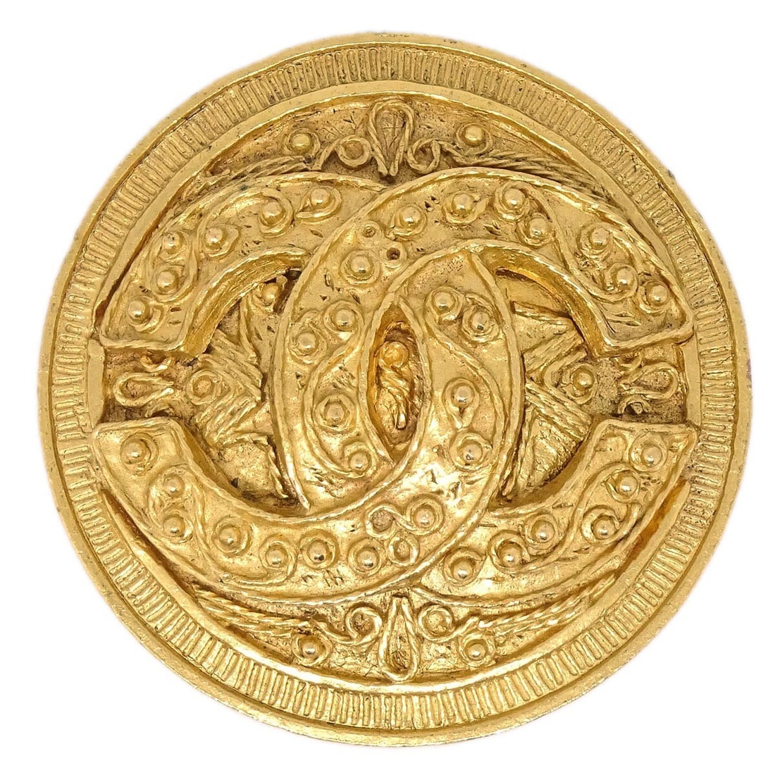 Chanel Gold-Plated Medallion Brooch Pin 94A (1 of 4)