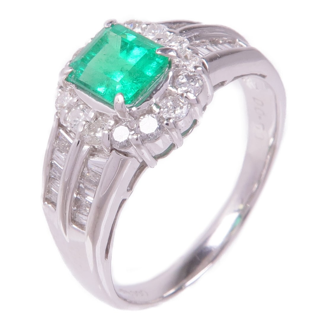 JEWELRY Diamond Emerald Ring in Platinum PT900 Size 7 (1 of 8)