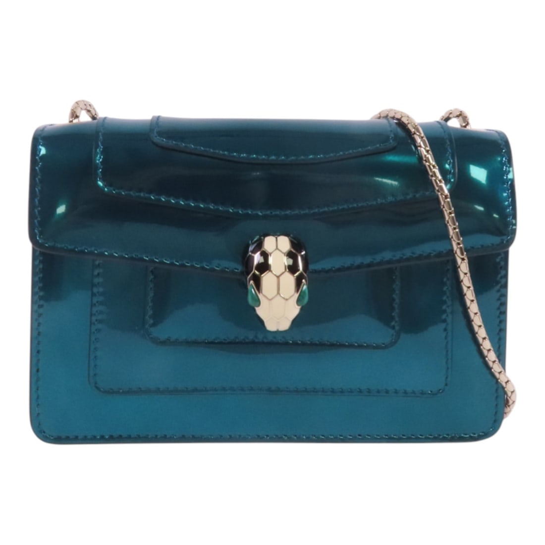 BVLGARI Serpenti Forever Mini Green Patent Leather Shoulder Bag (1 of 18)