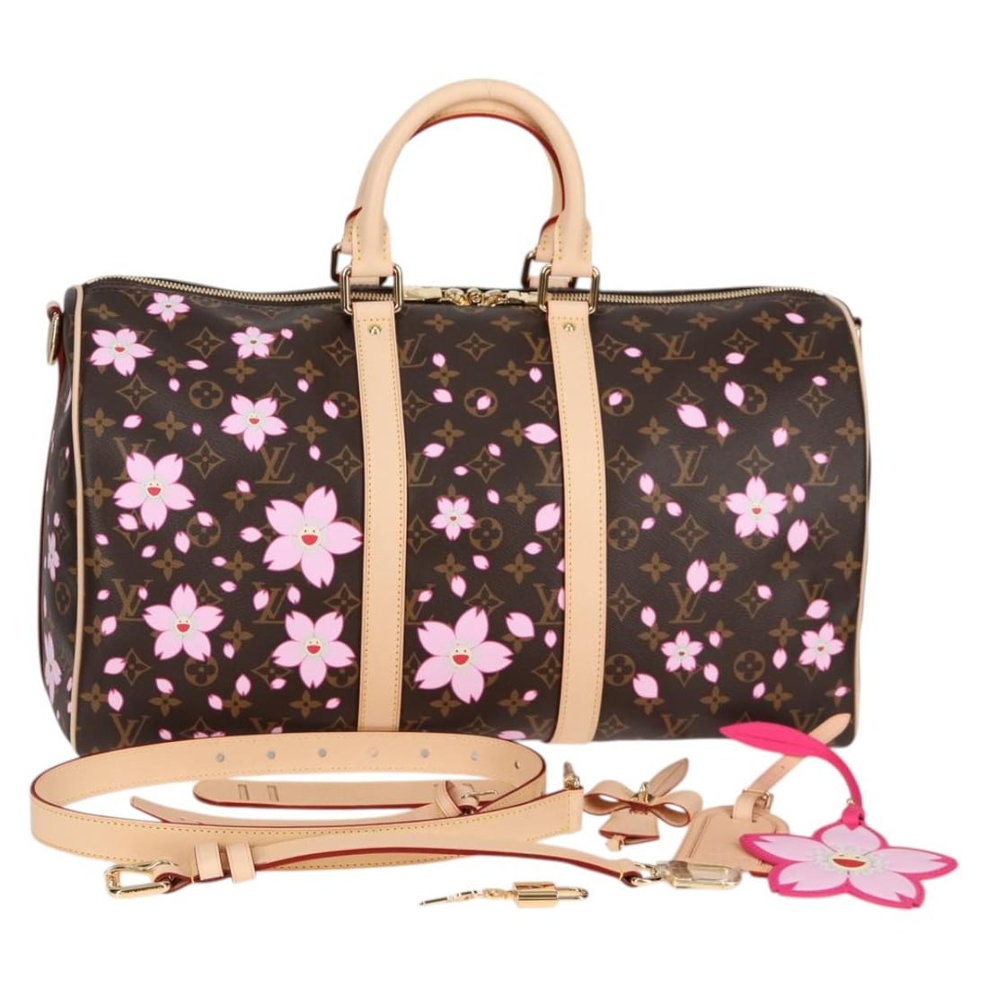 LOUIS VUITTON Cherry Blossom Keepall Bandouliere 45 Bag M13752 Auth: LOUIS VUITTON Cherry Blossom Keepall Bandouliere 45 Bag M13752 Auth This authentic Louis Vuitton Cherry Blossom TM Keepall Bandouliere 45 Bag is a stylish and practical Boston bag made from Monogram C