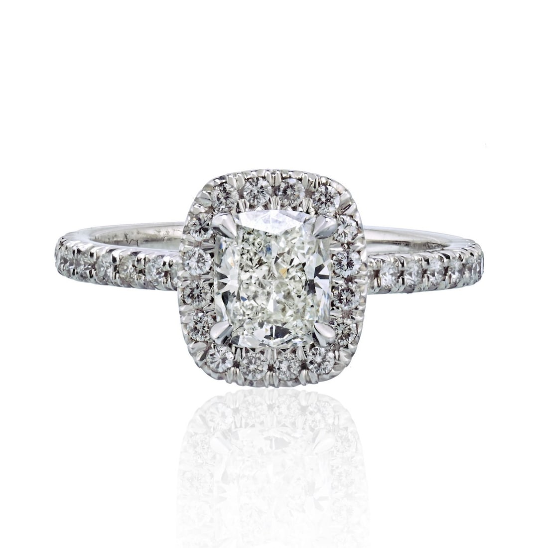 Rachel Koen 1.06ct Cushion Cut Diamond Halo Engagement Ring 18K White Gold Size 6.5 (1 of 5)