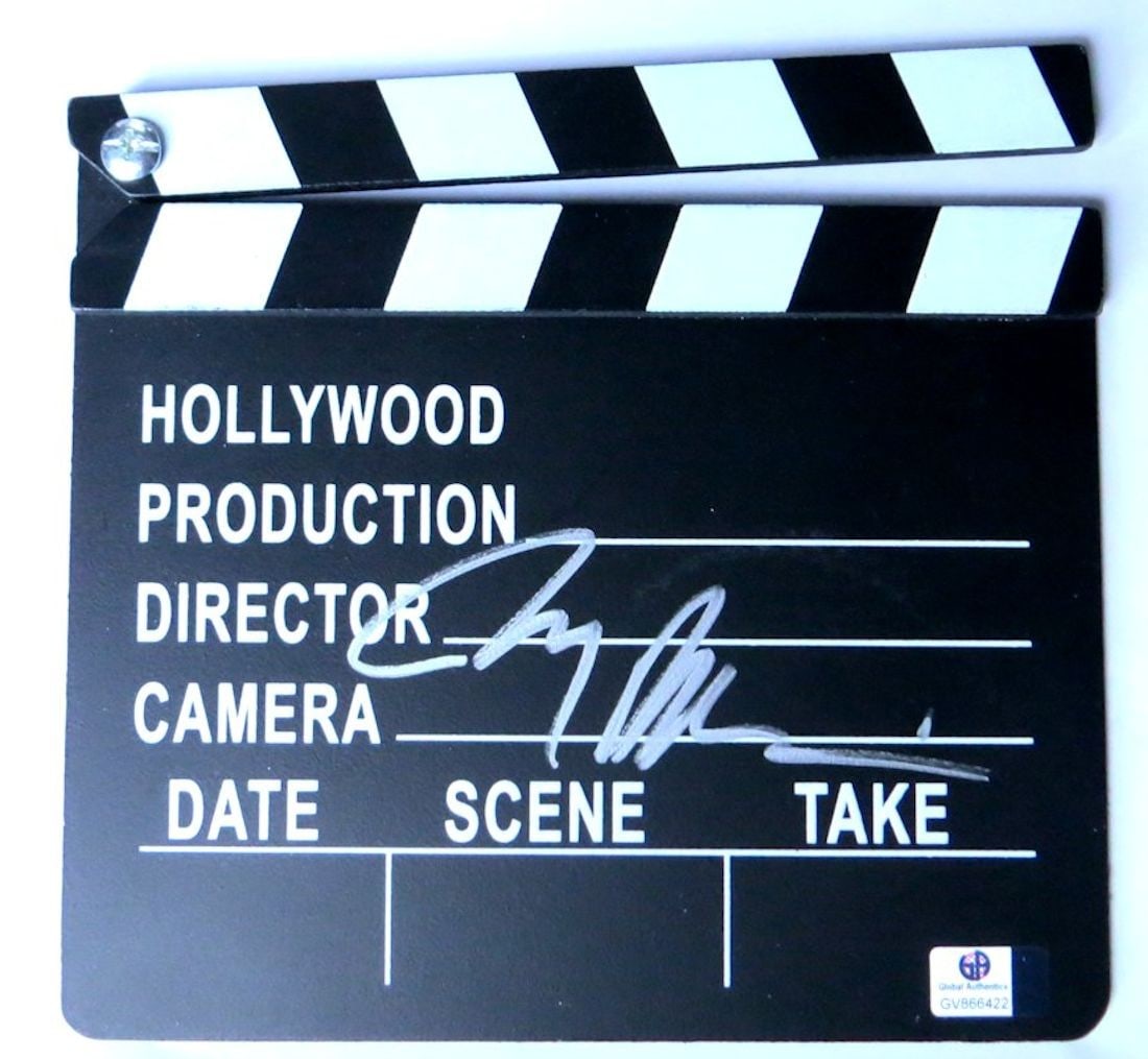 Jerry Bruckheimer Autographed Movie Clapper Global Authentics Certified: Jerry Bruckheimer Autographed Movie Clapper Global Authentics Certified This authentic movie clapper has been personally signed by legendary producer Jerry Bruckheimer, known for his iconic contributi