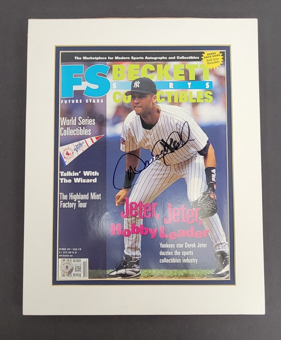 Derek Jeter Signed 1997 Beckett Magazine with Beckett COA: Derek Jeter Signed 1997 Beckett Magazine with Beckett COA This is a signed 1997 Beckett Magazine featuring baseball legend Derek Jeter during his rookie era. The magazine is authenticated by Beckett A