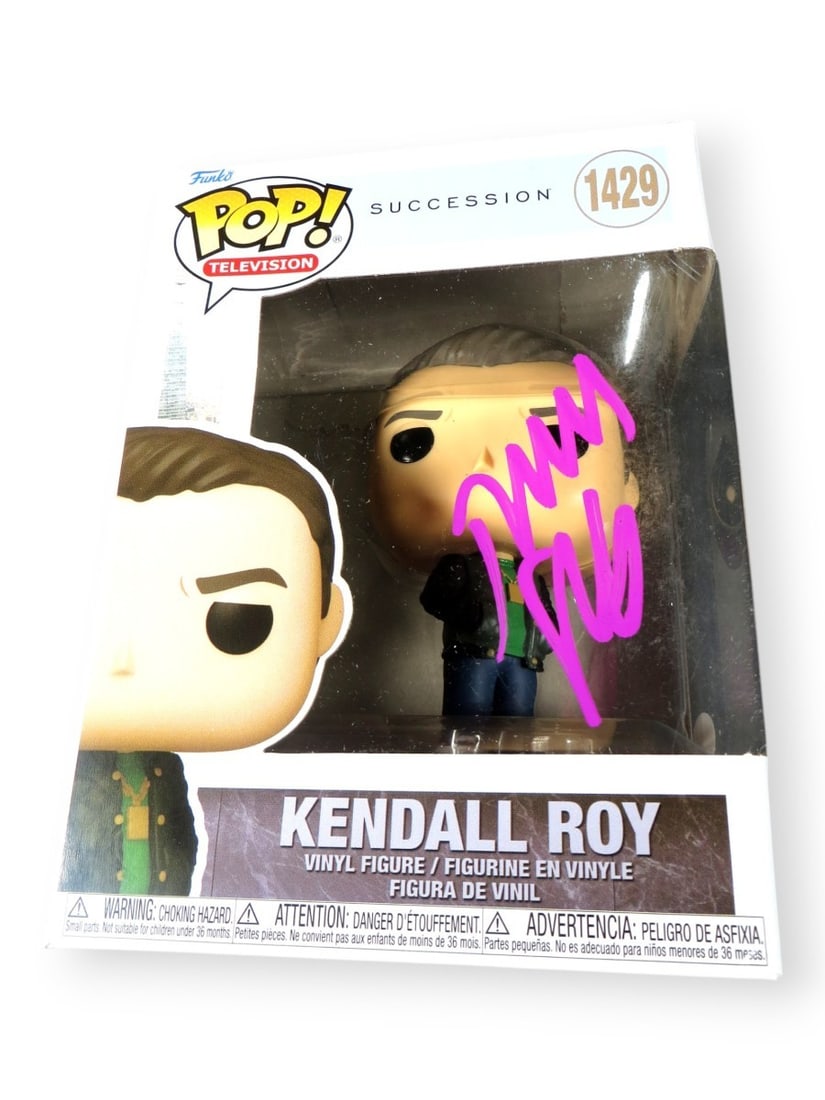 Jeremy Strong Autographed Funko POP! Kendall Roy Succession JSA Certified: Jeremy Strong Autographed Funko POP! Kendall Roy Succession JSA Certified This Jeremy Strong Signed Funko POP! Figure features the character Kendall Roy from the hit series Succession. The figure is a