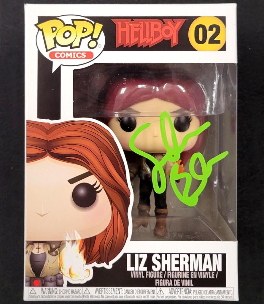 Selma Blair Signed Hellboy Liz Sherman Funko Pop Authenticated by Beckett: Selma Blair Signed Hellboy Liz Sherman Funko Pop Authenticated by Beckett This unique Funko Pop! collectible features Selma Blair as Liz Sherman from the iconic movie Hellboy. It is signed by the actr