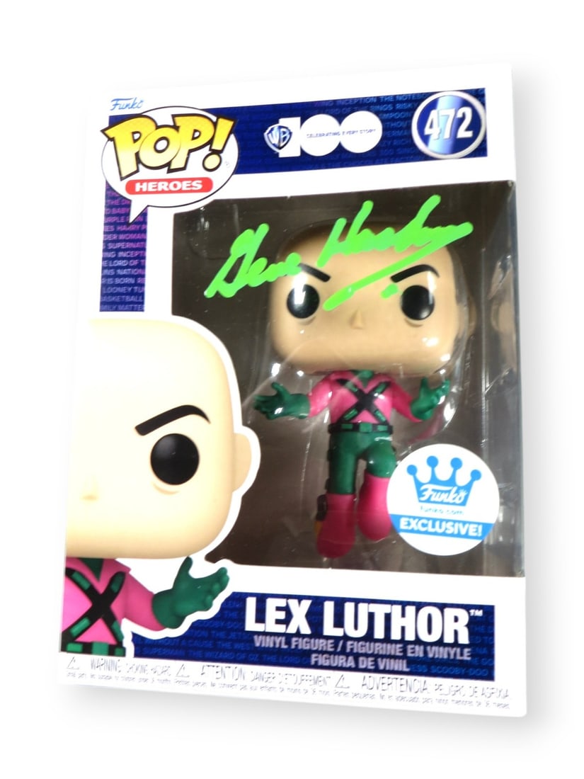 Gene Hackman Autographed Funko POP! Lex Luthor 475 JSA Certified: Gene Hackman Autographed Funko POP! Lex Luthor 475 JSA Certified This is an authentic Gene Hackman signed Funko POP! figure featuring the iconic character Lex Luthor from the WB 100 series. The item c