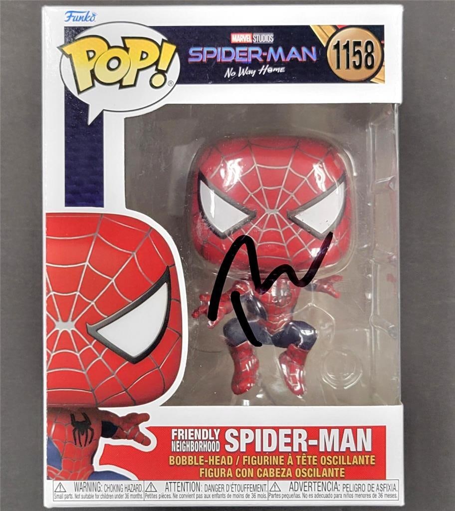 Tobey Maguire Autographed Spider-Man No Way Home Funko Pop Beckett Certified: Tobey Maguire Autographed Spider-Man No Way Home Funko Pop Beckett Certified This is an original Funko Pop figure of Spider-Man No Way Home (1158) signed by Tobey Maguire. The autograph has been authe