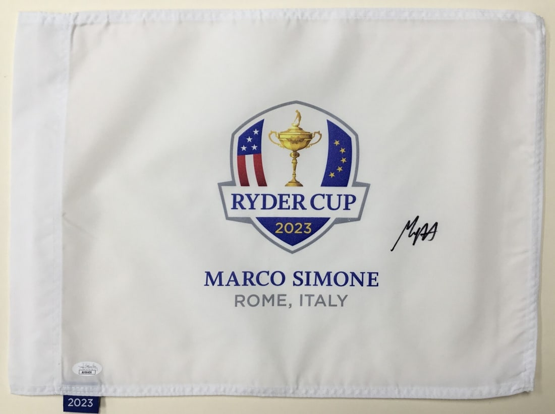Max Homa Signed 2023 Ryder Cup Rome Italy Pin Flag JSA Authenticated: Max Homa Signed 2023 Ryder Cup Rome Italy Pin Flag JSA Authenticated Celebrate the excitement of the 2023 Ryder Cup with this officially licensed pin flag, personally signed by PGA star Max Homa. This