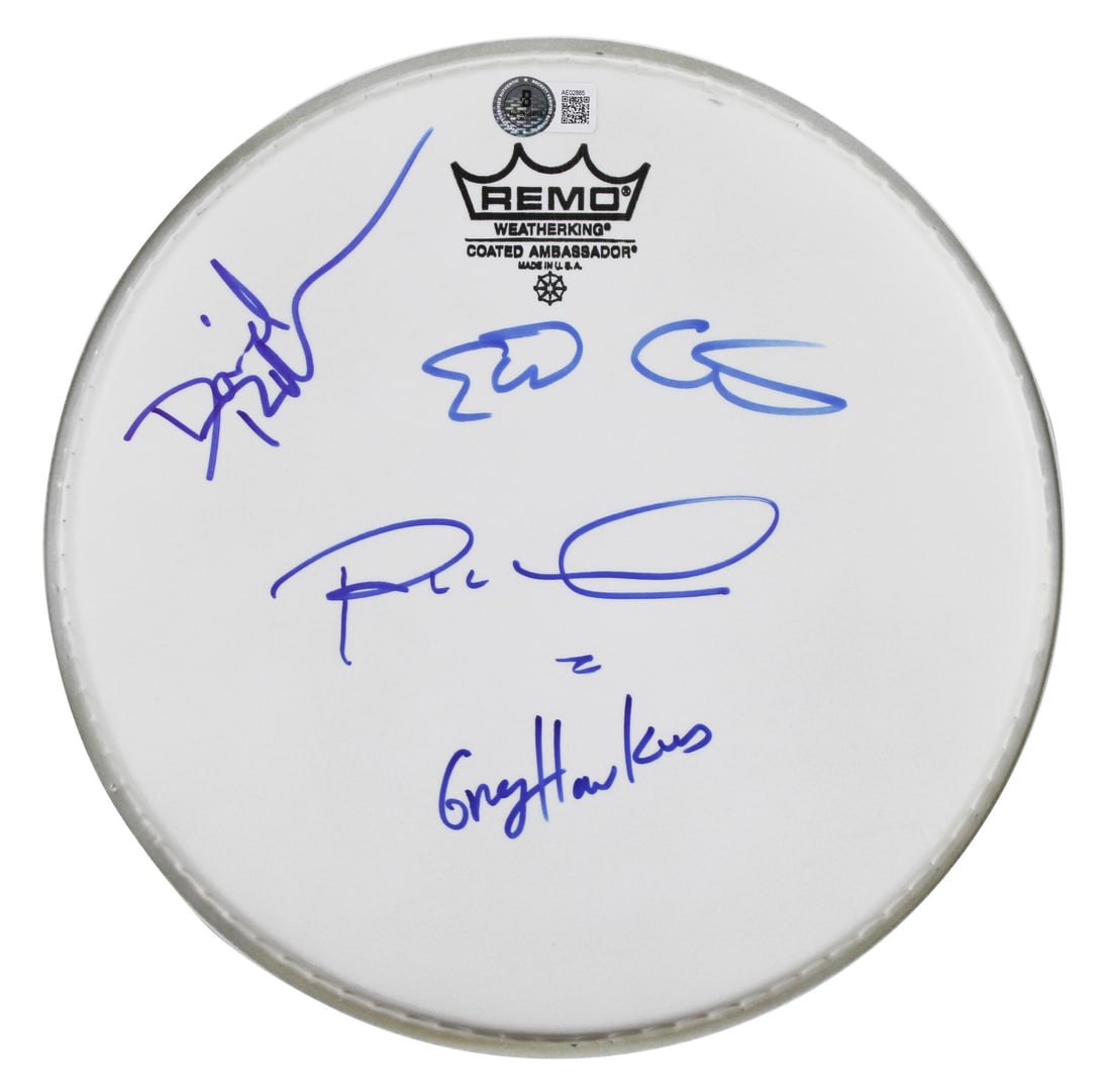 The Cars Signed 10 Inch Drum Head by Ocasek Easton Hawkes Robinson BAS COA: The Cars Signed 10 Inch Drum Head by Ocasek Easton Hawkes Robinson BAS COA This authentic 10-inch Remo drum head has been personally signed by all four members of the iconic band The Cars: Ric Ocasek,