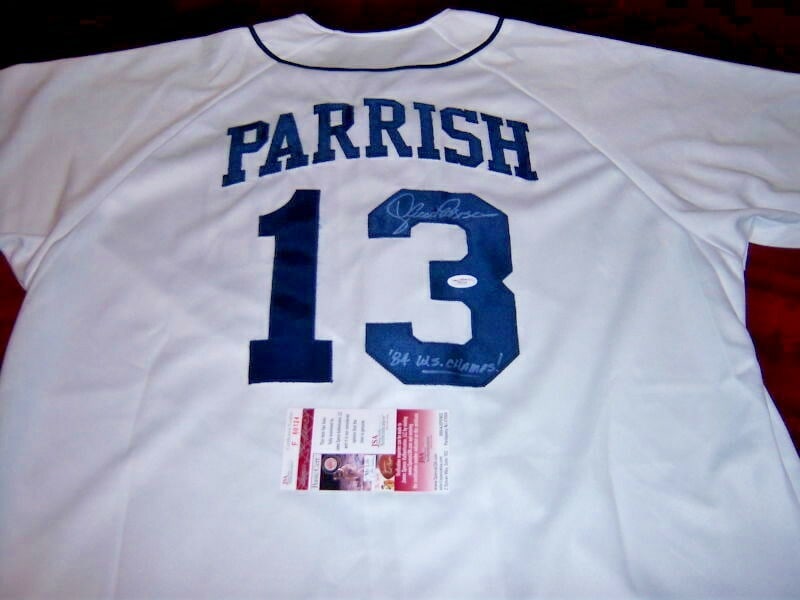 Lance Parrish Signed 1984 Tigers Majestic Jersey with JSA COA: Lance Parrish Signed 1984 Tigers Majestic Jersey with JSA COA Celebrate the legacy of baseball with this officially licensed Majestic jersey, signed by the legendary Lance Parrish, a key player in the