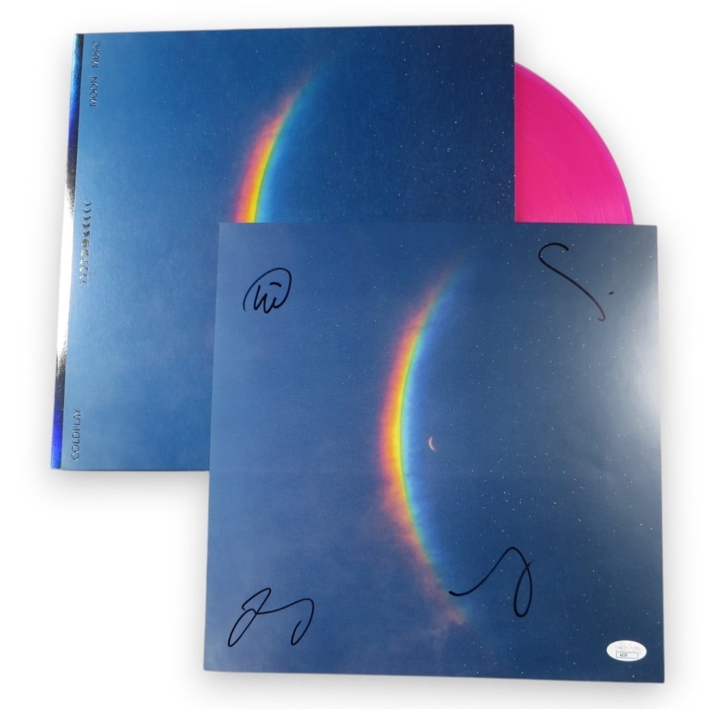 Coldplay Signed Album Insert Authenticated by JSA Chris Martin +3: Coldplay Signed Album Insert Authenticated by JSA Chris Martin +3 This Coldplay band autographed record album insert features the signatures of Chris Martin, Jonny Buckland, Guy Berryman, and Will Cha