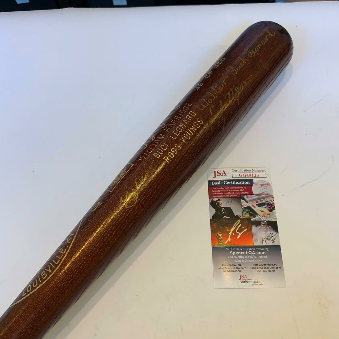 Yogi Berra Early Wynn Buck Leonard Signed Bat JSA COA 1972 Hall Of Fame: Yogi Berra Early Wynn Buck Leonard Signed Bat JSA COA 1972 Hall Of Fame This rare signed bat commemorates the Hall of Fame induction of baseball legends Yogi Berra, Early Wynn, and Buck Leonard on Aug