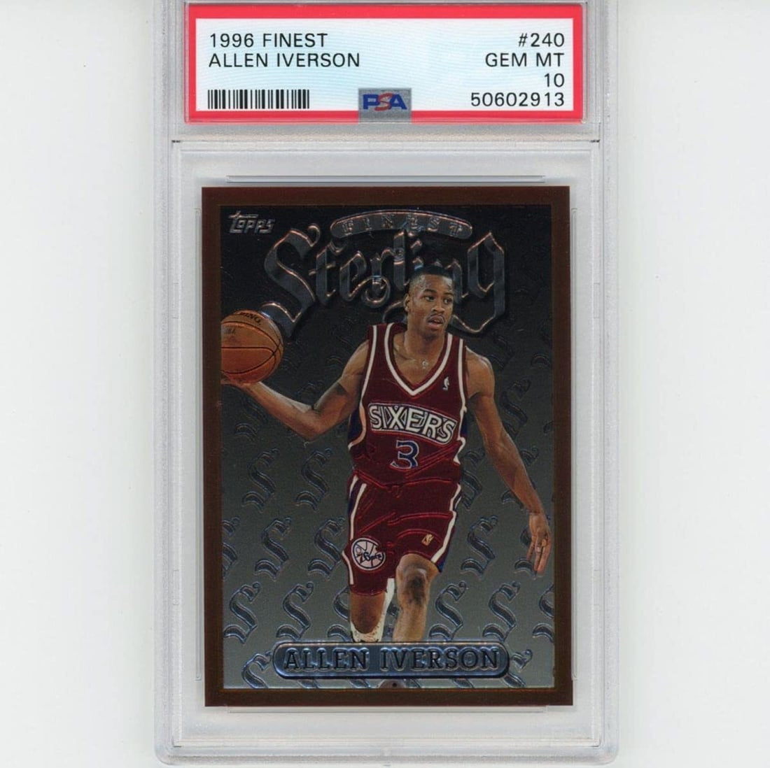 1996-97 Topps Finest Allen Iverson Rookie Card PSA 10 Gem Mint (1 of 2)