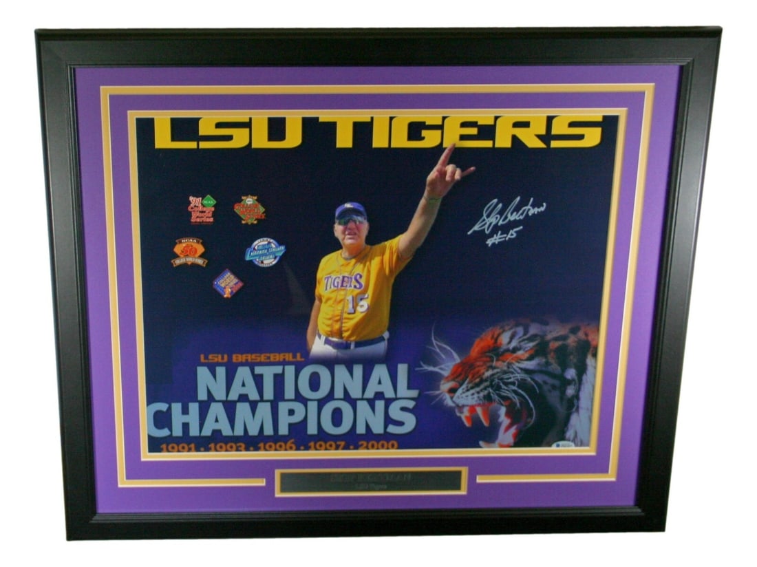 Skip Bertman Autographed 16x20 Photo Framed LSU Tigers BAS: Skip Bertman Autographed 16x20 Photo Framed LSU Tigers BAS This is a striking 16x20 framed photo of Skip Bertman, a celebrated figure in LSU Tigers history. The photo is authenticated by Beckett Authe
