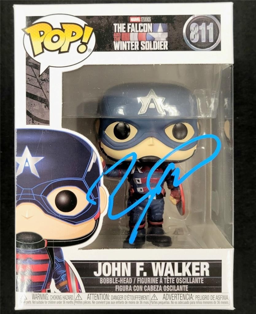 Wyatt Russell Autographed John F Walker Funko Pop! Beckett Authenticated: Wyatt Russell Autographed John F Walker Funko Pop! Beckett Authenticated This collectible Funko Pop! figure features Wyatt Russell's signature, showcasing his portrayal of John F. Walker from the Marv