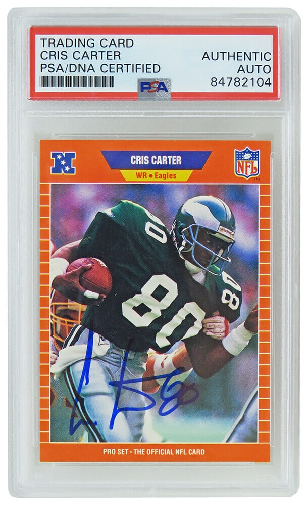 Cris Carter Signed 1989 Pro Set Rookie Card #314 PSA Encapsulated HOF (1 of 2)