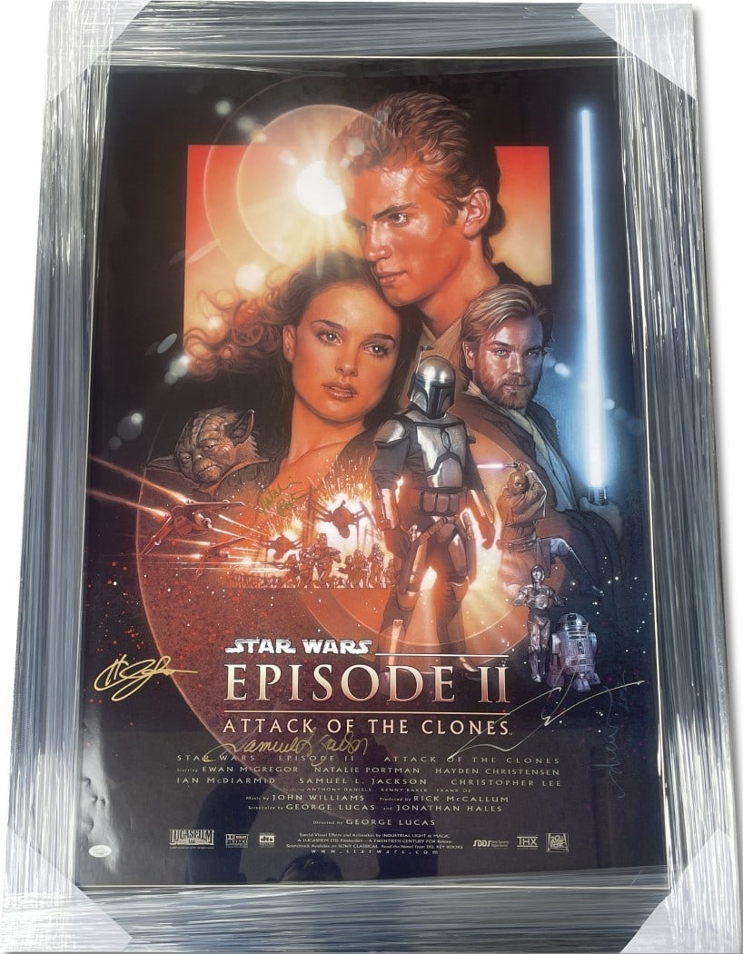 Star Wars Episode II Cast Signed Poster Framed JSA Authenticated (1 of 7)