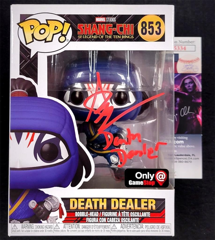 Andy Le Autographed Funko Pop Shang-Chi JSA Certified: Andy Le Autographed Funko Pop Shang-Chi JSA Certified This Funko Pop! figure features the character from the movie Shang-Chi and The Legend of the Ten Rings, signed by Andy Le. It comes with a James S