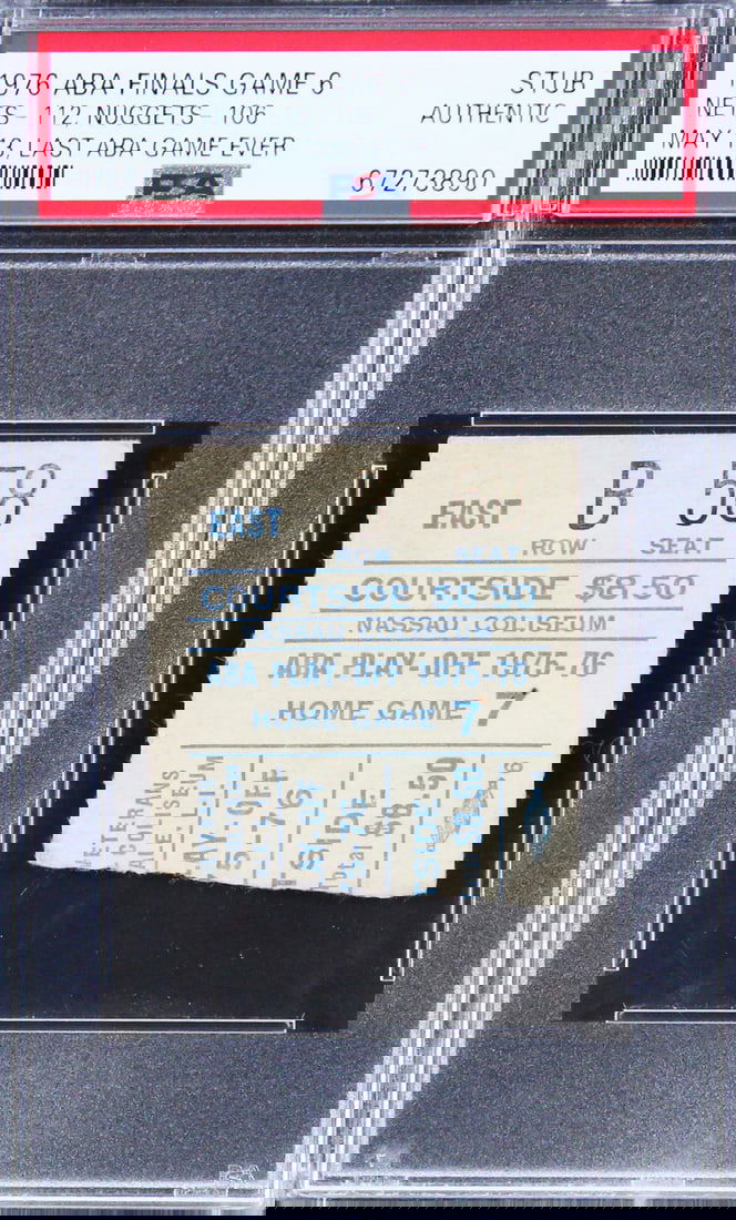 Last ABA Game 1976 Finals Game 6 Nets Nuggets Ticket Stub PSA Authenticated (1 of 2)