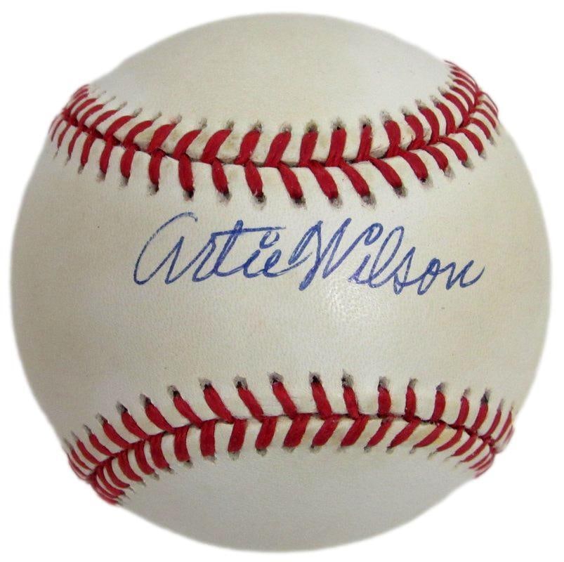 Artie Wilson Signed ONL Baseball Birmingham Black Barons PSA/DNA Authentic: Artie Wilson Signed ONL Baseball Birmingham Black Barons PSA/DNA Authentic This is an original ONL baseball signed by Artie Wilson, a celebrated player from the Birmingham Black Barons of the Negro Le