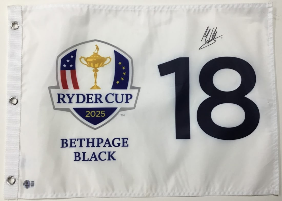 Matt Wallace Signed 2025 Ryder Cup Flag Beckett Authenticated BT18830: Matt Wallace Signed 2025 Ryder Cup Flag Beckett Authenticated BT18830 Celebrate your passion for golf with this officially licensed 2025 Ryder Cup Bethpage Black 18 Pin Flag, signed by PGA star Matt W