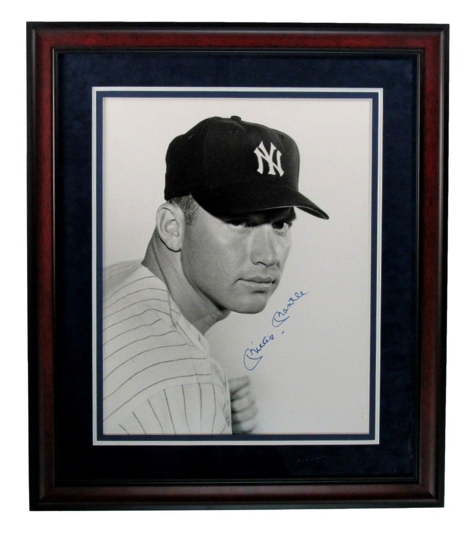 Framed 16x20 Yankees Photo Autographed by Mickey Mantle with PSA DNA LOA: Framed 16x20 Yankees Photo Autographed by Mickey Mantle with PSA DNA LOA This stunning Mickey Mantle autographed 16"x20" black-and-white photograph is perfect for any New York Yankees or Hall of Fame