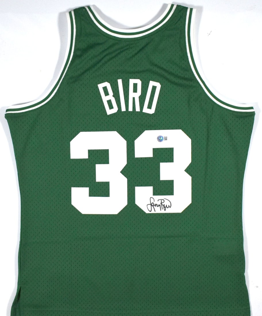 Larry Bird Signed Celtics Green Jersey Mitchell & Ness with Beckett Hologram: Larry Bird Signed Celtics Green Jersey Mitchell & Ness with Beckett Hologram This is an original Boston Celtics jersey, autographed by the legendary player Larry Bird. The jersey is produced by Mitche