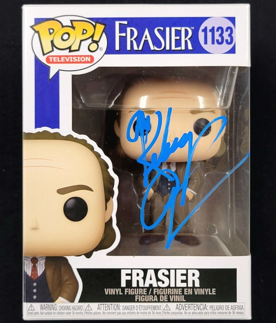 Kelsey Grammer Frasier Funko Pop Signed Beckett Authenticated: Kelsey Grammer Frasier Funko Pop Signed Beckett Authenticated This original Funko Pop! figure features Kelsey Grammer's signature, authenticating its connection to the beloved show Frasier. The figure