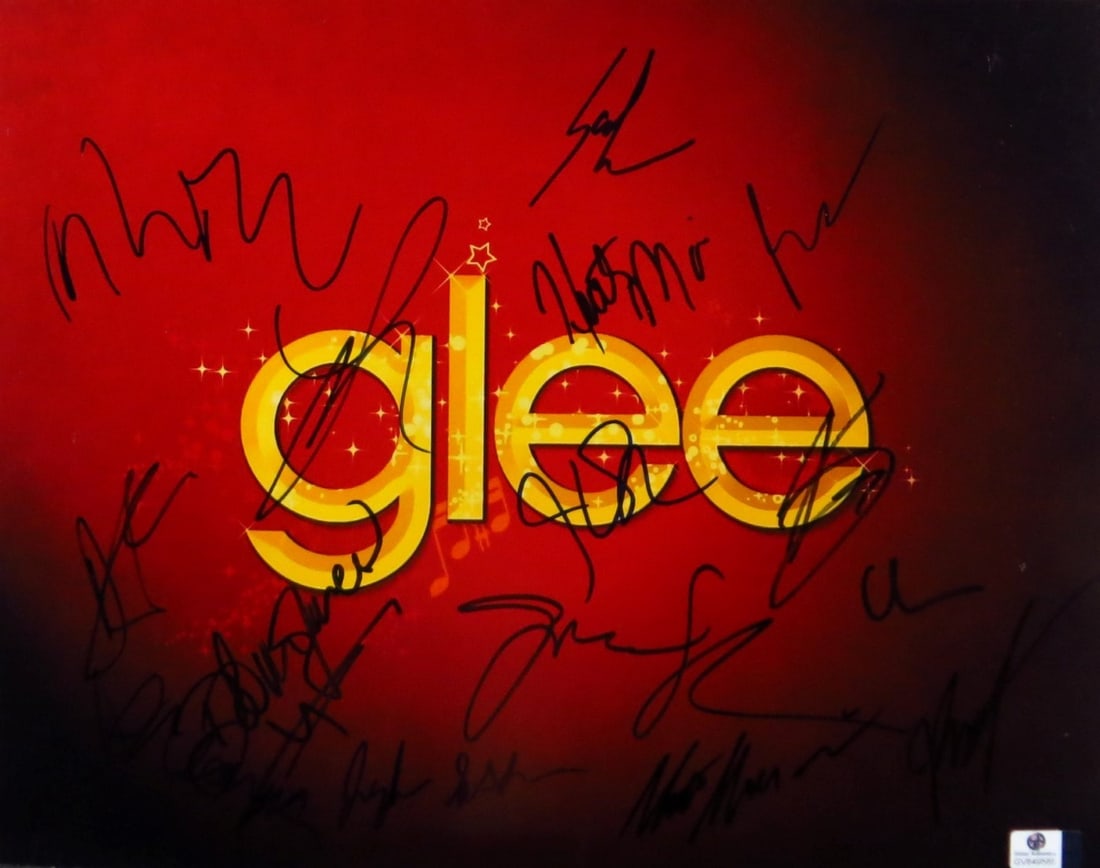 Glee Cast Signed 11x14 Photo Lea Michelle Jane Lynch +9 GAI Authenticated: Glee Cast Signed 11x14 Photo Lea Michelle Jane Lynch +9 GAI Authenticated This is an authentic 11X14 photograph signed by the cast members of Glee, including Lea Michele, Jane Lynch, and others. The a