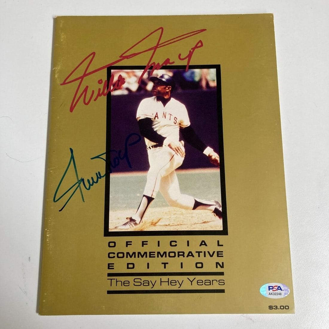 Willie Mays Signed Vintage Program The Say Hey Years PSA COA: Willie Mays Signed Vintage Program The Say Hey Years PSA COA This vintage program titled "The Say Hey Years" is a signed collectible featuring the legendary Willie Mays, one of baseball's greatest ico