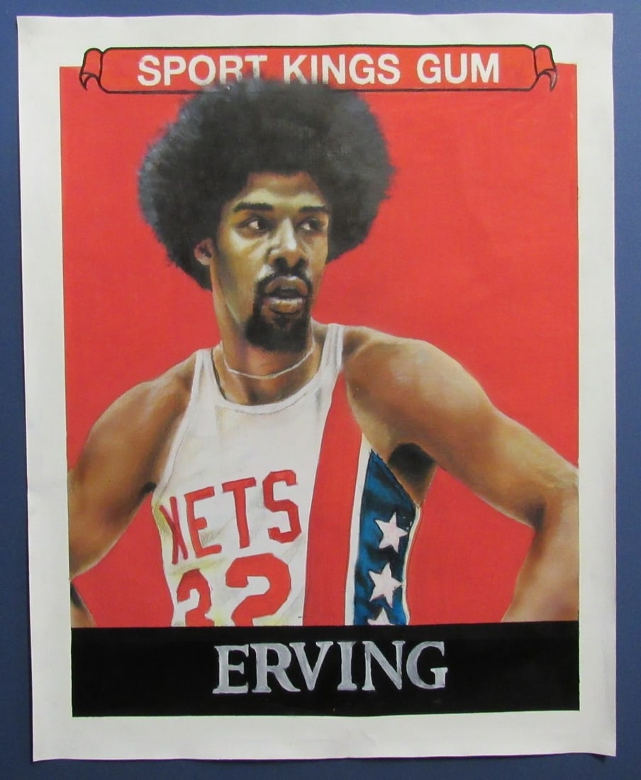 Julius Dr. J Erving HOF 24x30 Original Acrylic Painting Nets: Julius Dr. J Erving HOF 24x30 Original Acrylic Painting Nets This stunning original acrylic on canvas painting features basketball legend Julius Erving, a Hall of Famer known for his incredible contri