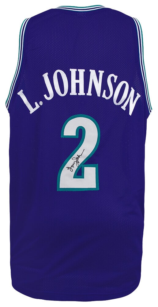 Larry Johnson Signed Custom Purple Basketball Jersey Charlotte Hornets COA: Larry Johnson Signed Custom Purple Basketball Jersey Charlotte Hornets COA Larry Johnson Signed Custom Purple Basketball Jersey Charlotte Hornets COA Celebrate the legacy of basketball with this origi