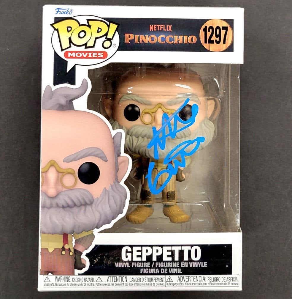 Mark Gustafson Signed Geppetto Funko Pop! Beckett Authenticated: Mark Gustafson Signed Geppetto Funko Pop! Beckett Authenticated This Funko Pop! features Geppetto from Guillermo del Toro's Pinocchio, personally signed by Mark Gustafson. An original piece, it comes