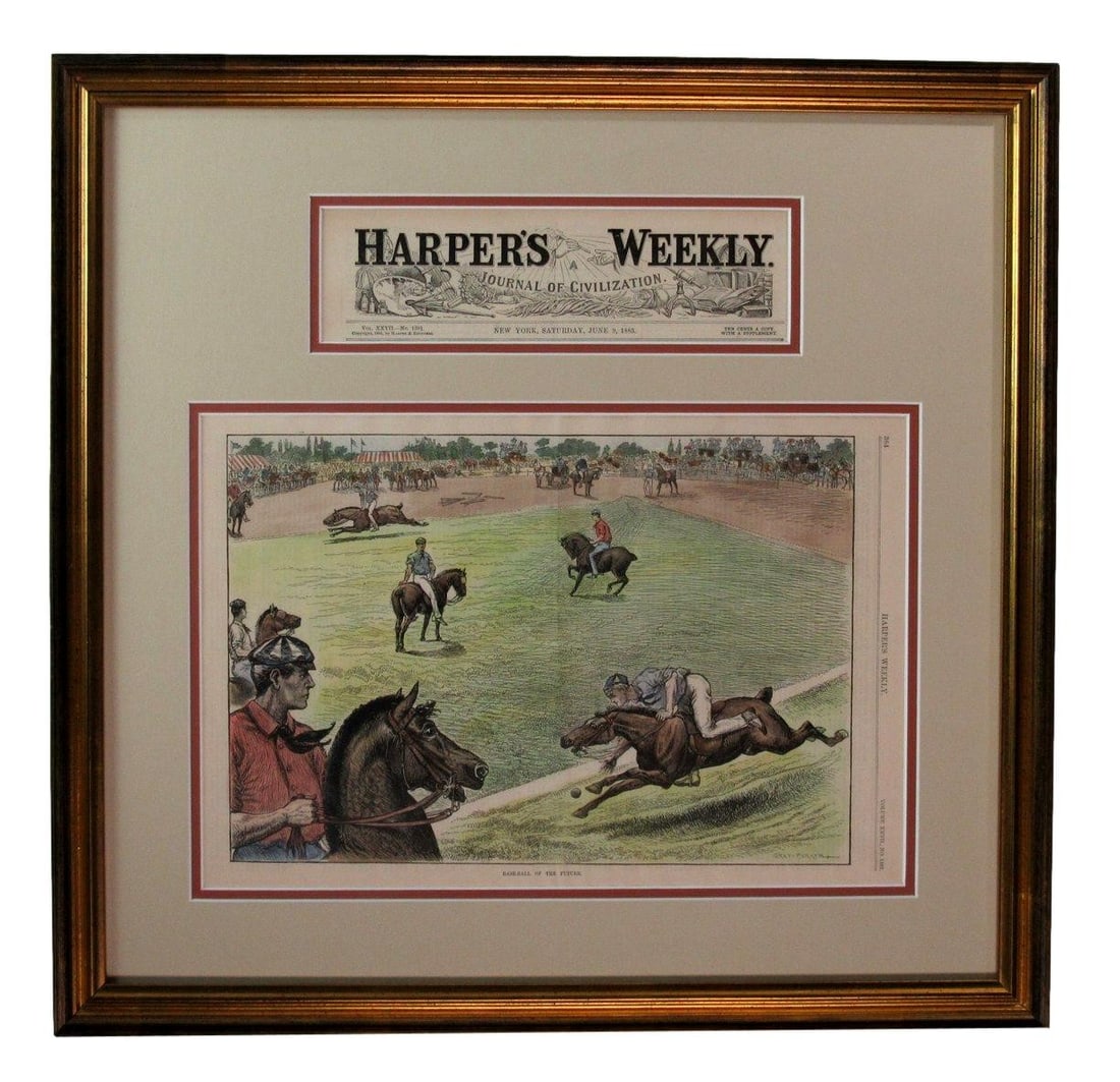 Framed 1883 Harper's Weekly Baseball of the Future Photo 21x22: Framed 1883 Harper's Weekly Baseball of the Future Photo 21x22 This vintage June 9, 1883 issue of Harper's Weekly features an intriguing 'Baseball of the Future' photo, beautifully framed. The artwork