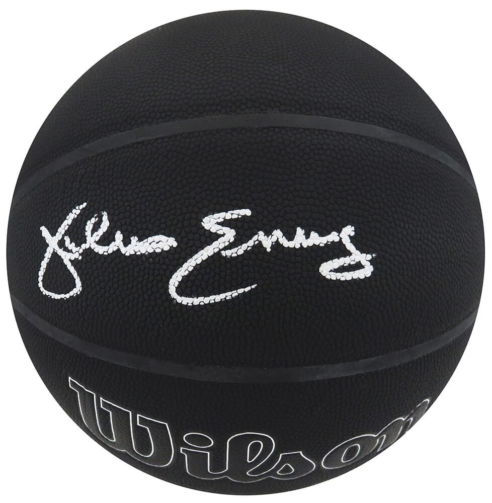 Julius Erving Signed Wilson NBA Basketball with 75th Anniversary Logo: Julius Erving Signed Wilson NBA Basketball with 75th Anniversary Logo This is a Julius Erving signed Wilson Indoor/Outdoor black basketball featuring the 75th Anniversary NBA logo. The ball is an orig