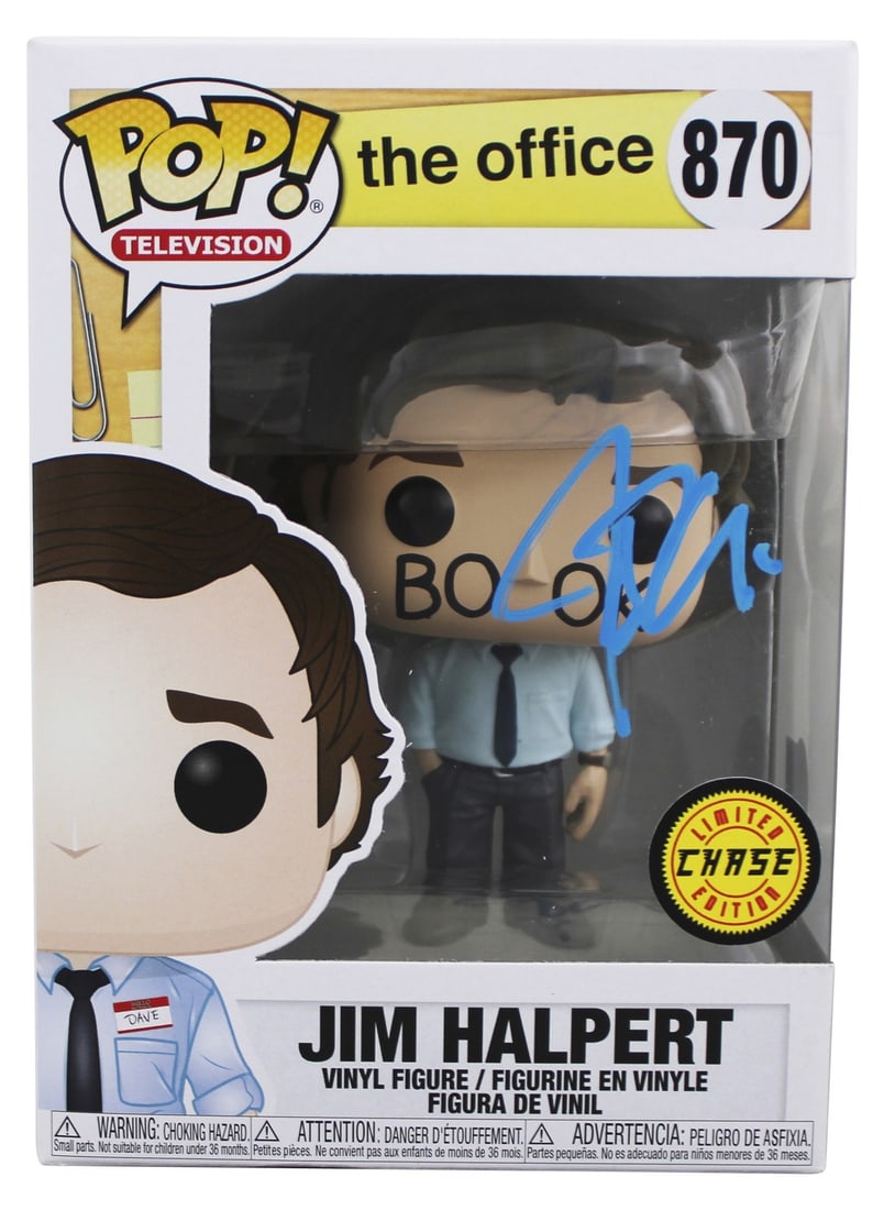 John Krasinski Signed The Office Jim Halpert Funko Pop BAS Authenticated: John Krasinski Signed The Office Jim Halpert Funko Pop BAS Authenticated This is a signed #870 Jim Halpert Funko Pop Vinyl Figure, personally autographed by John Krasinski, known for his role in The O