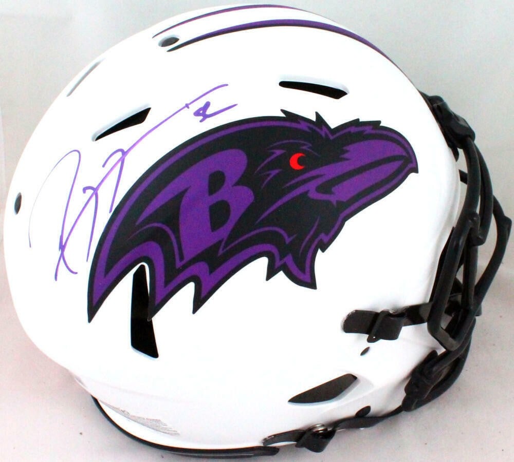 Ray Lewis Signed Baltimore Ravens Lunar Helmet Beckett Authenticated: Ray Lewis Signed Baltimore Ravens Lunar Helmet Beckett Authenticated This authentic Baltimore Ravens Lunar helmet is signed by legendary player Ray Lewis, a must-have for any fan or collector. The hel