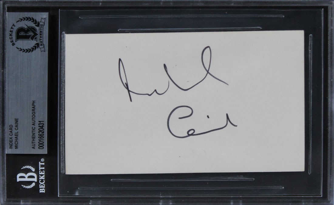Michael Caine Signed 3x5 Index Card Batman The Dark Knight Beckett Authenticated: Michael Caine Signed 3x5 Index Card Batman The Dark Knight Beckett Authenticated This is an authentic autographed 3x5 index card personally signed by Michael Caine, renowned for his role in Batman The