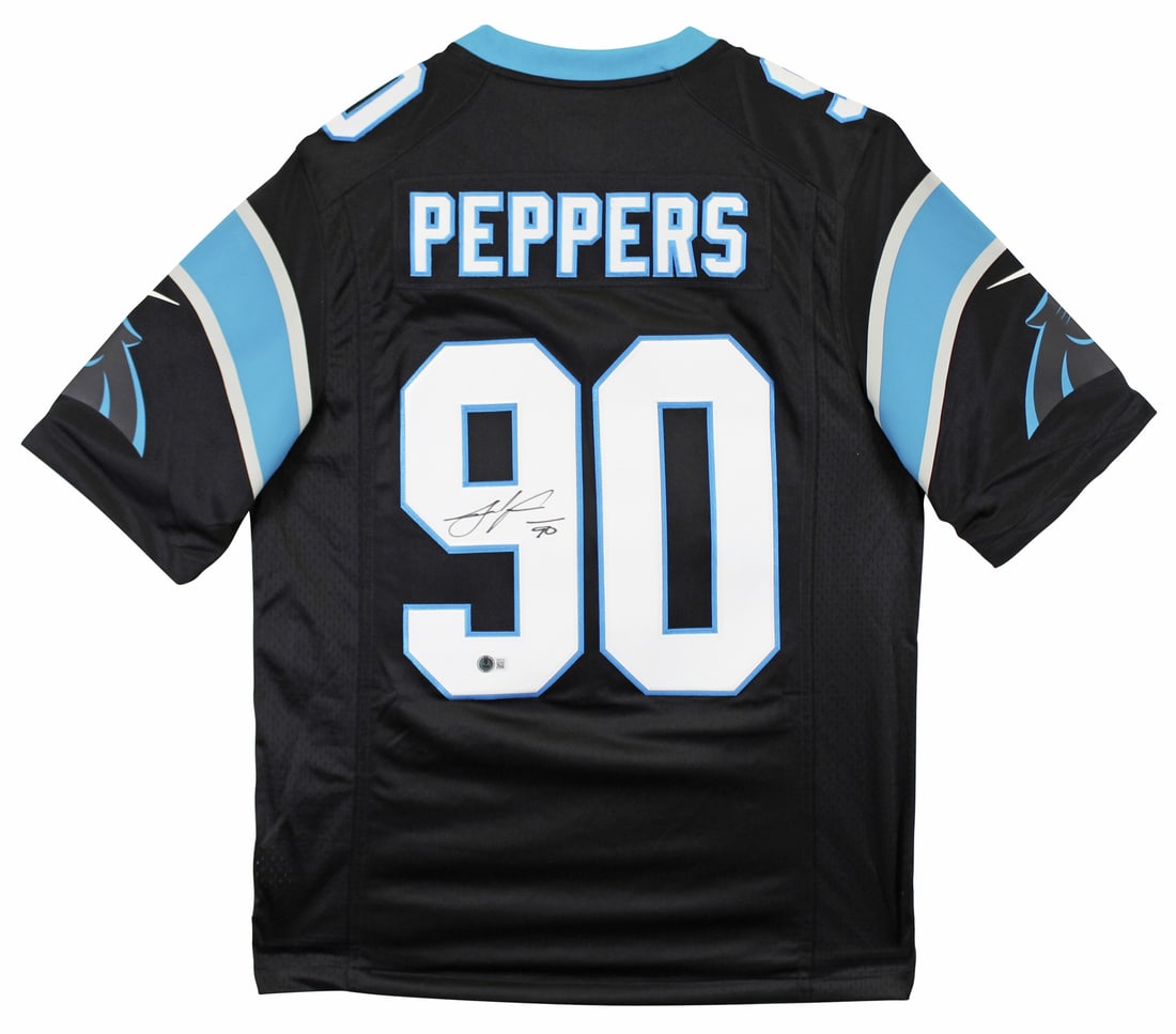 Julius Peppers Signed Black Nike Limited Jersey BAS Authenticated: Julius Peppers Signed Black Nike Limited Jersey BAS Authenticated This authentic black Nike limited jersey features sewn numbers and has been personally signed by NFL star Julius Peppers of the Caroli