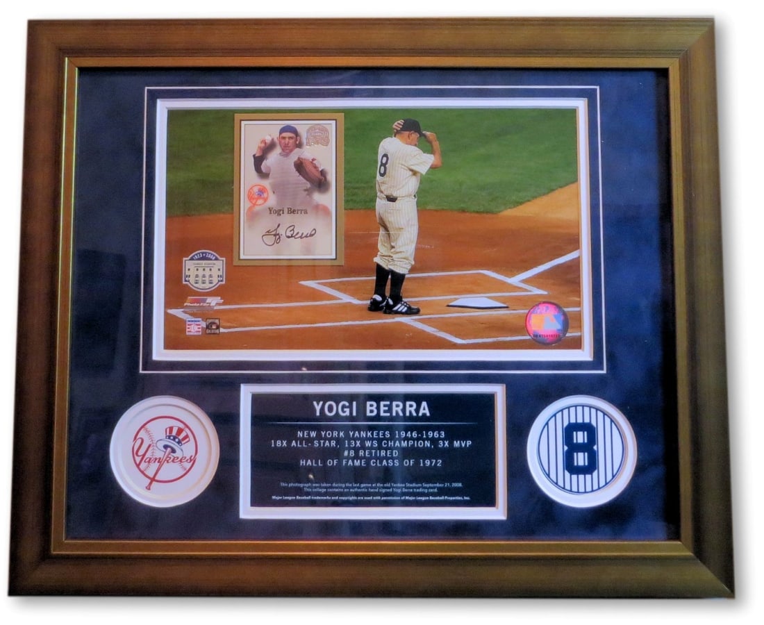 Yogi Berra Autographed 13x16 Framed Photo Steiner Sports Authentic: Yogi Berra Autographed 13x16 Framed Photo Steiner Sports Authentic This Yogi Berra autographed 13X16 framed card/photo captures the legendary baseball player in a stunning display. The item features a