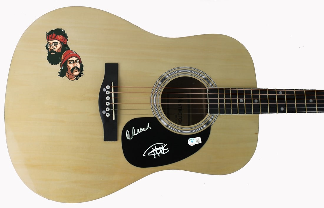 Cheech Marin Tommy Chong Up in Smoke Signed Acoustic Guitar Beckett Authenticated: Cheech Marin Tommy Chong Up in Smoke Signed Acoustic Guitar Beckett Authenticated This authentic Natural Huntington Pro Acoustic Guitar has been personally signed by the iconic duo Cheech Marin and To