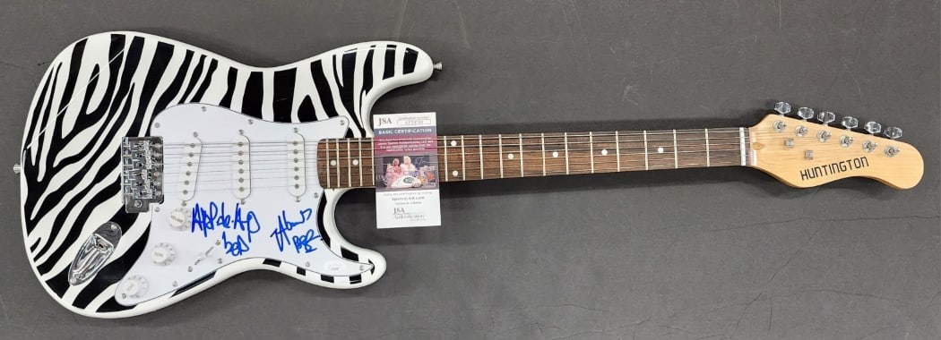 Apl.de.Ap Taboo Signed Electric Guitar with JSA Authentication: Apl.de.Ap Taboo Signed Electric Guitar with JSA Authentication This original electric guitar features the authentic signatures of Apl.de.Ap and Taboo, making it a unique collectible for fans. The item