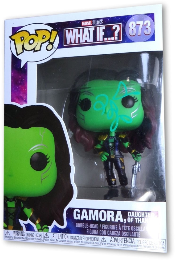Zoe Saldana Autographed Gamora Funko POP! Figure PSA Authenticated: Zoe Saldana Autographed Gamora Funko POP! Figure PSA Authenticated This Funko POP! figure features Zoe Saldana as Gamora from the Guardians of the Galaxy, showcasing her iconic character. The figure i
