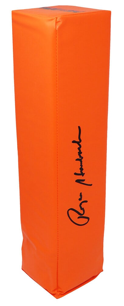 Roger Staubach Signed Cowboys Orange Endzone Pylon with SS COA: Roger Staubach Signed Cowboys Orange Endzone Pylon with SS COA This is a signed orange endzone football pylon by Roger Staubach, a legendary player for the Dallas Cowboys. The item is authenticated wi