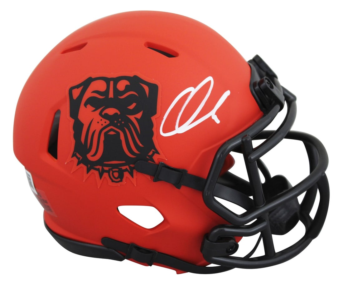 Cleveland Browns Quinshon Judkins Signed Rave Speed Mini Helmet Beckett Authenticated: Cleveland Browns Quinshon Judkins Signed Rave Speed Mini Helmet Beckett Authenticated This authentic autographed alternate Rave Speed mini helmet features the signature of Quinshon Judkins, a player o