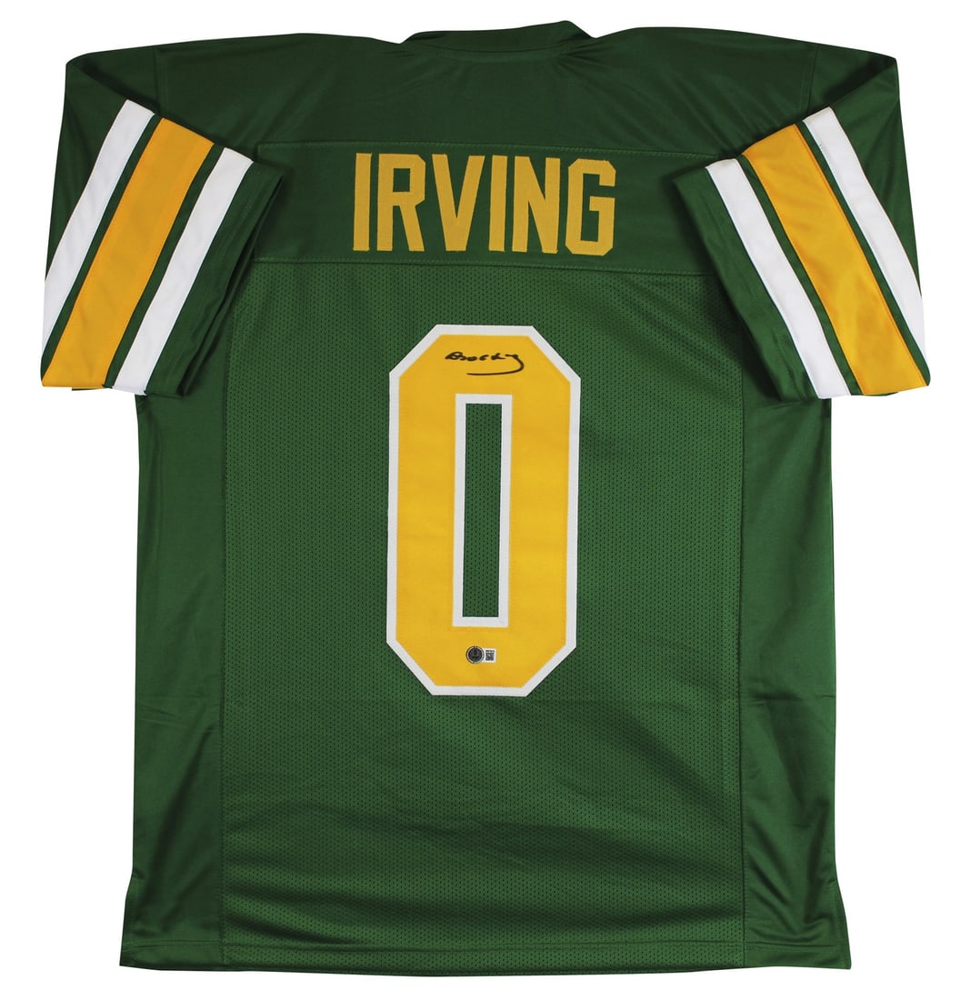 Bucky Irving Signed Oregon Ducks Green Pro Style Jersey BAS Authenticated: Bucky Irving Signed Oregon Ducks Green Pro Style Jersey BAS Authenticated Celebrate your passion for football with this authentic green pro style jersey, personally signed by Bucky Irving of the Orego