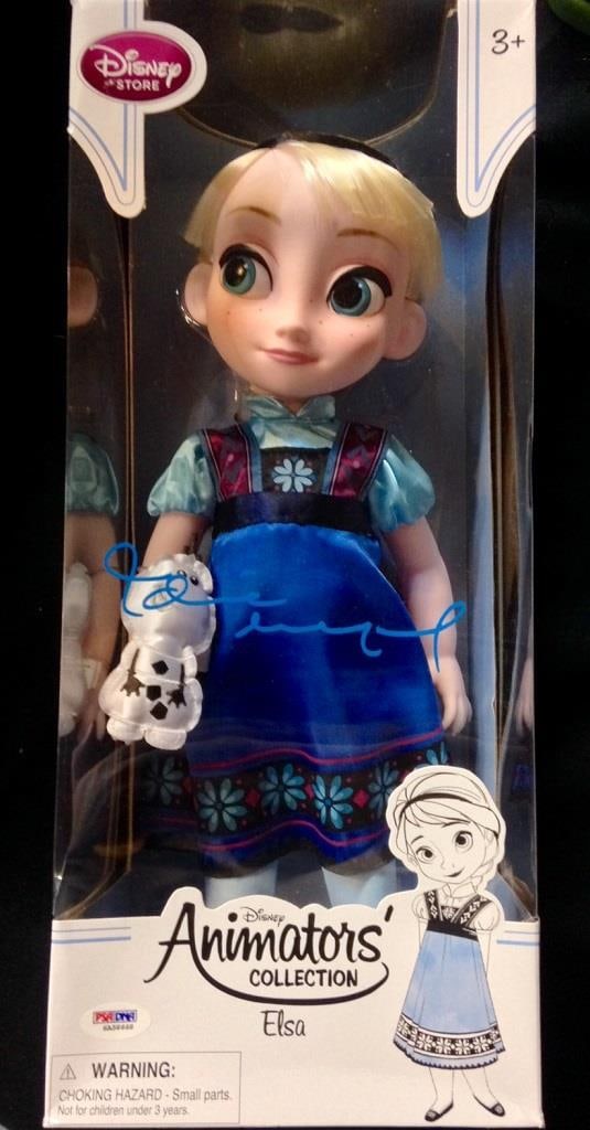 IDINA MENZEL Signed Frozen Animator Doll with PSA/DNA Elsa: IDINA MENZEL Signed Frozen Animator Doll with PSA/DNA Elsa This unique collectible features a signed Elsa doll from the Frozen Animator's Collection, autographed by Idina Menzel. The item comes with P