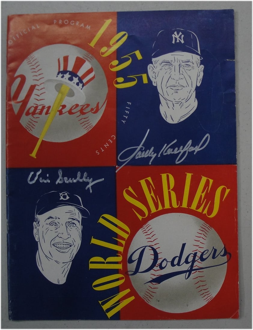 Vin Scully Autographed Dodgers World Series Program JSA Authenticated (1 of 6)