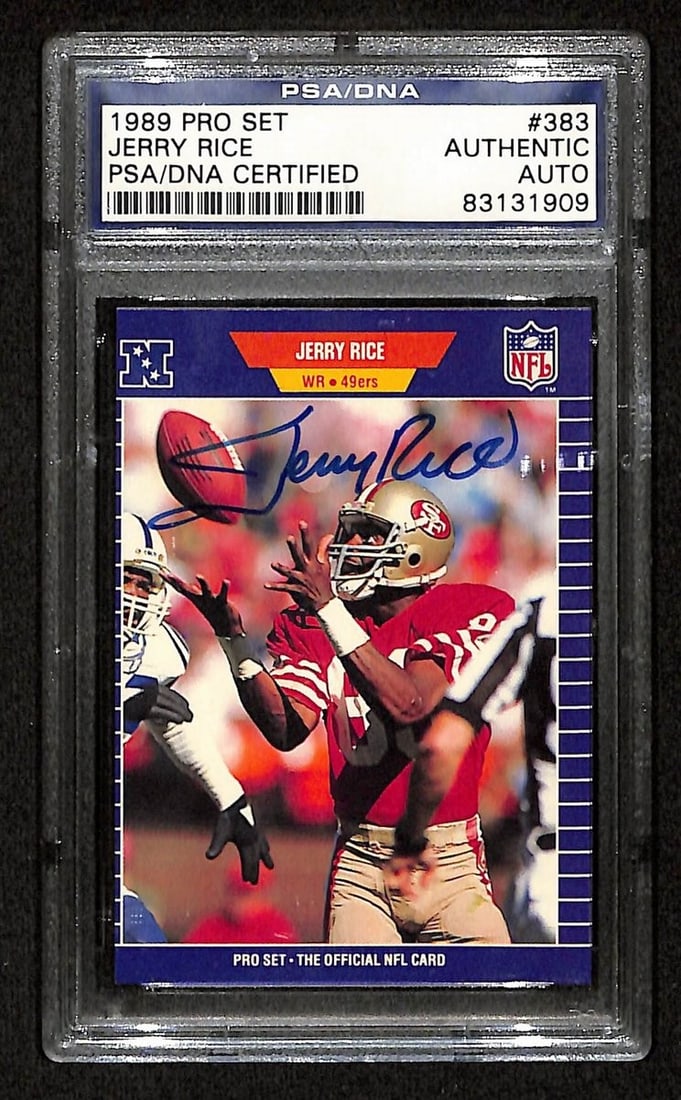 Jerry Rice Autographed 1989 Pro Set #383 Trading Card PSA/DNA (1 of 2)