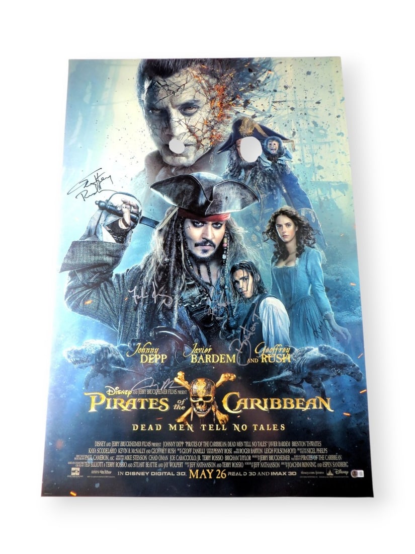 Pirates of the Caribbean Autographed 27X40 Poster by Rush Scodelario Bruckheimer Beckett Certified (1 of 4)